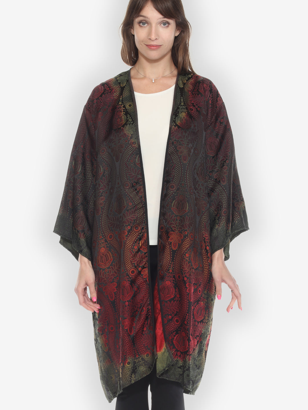 Rayon Jacquard Hand Dyed Kimono Duster - 1X