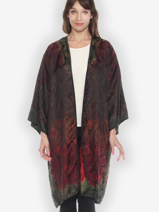 Rayon Jacquard Hand Dyed Kimono Duster - 1X