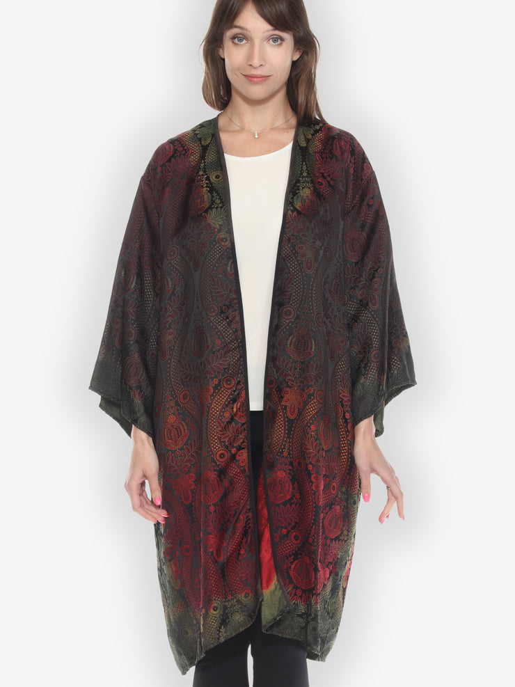 Rayon Jacquard Hand Dyed Kimono Duster - 1X