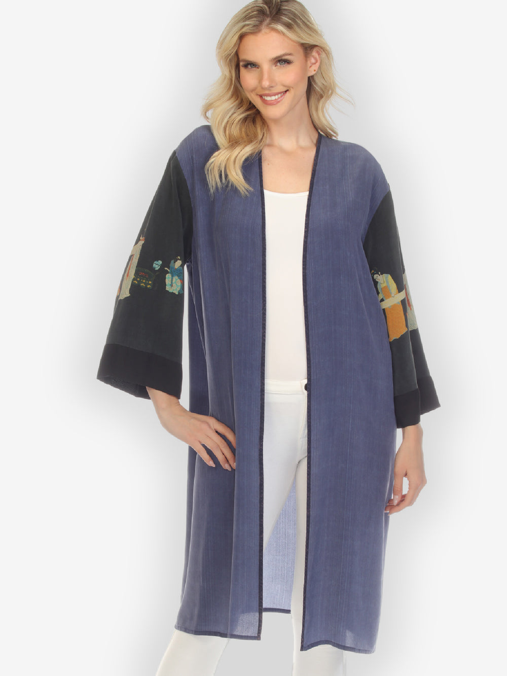 Vintage Silk Art Blue Duster