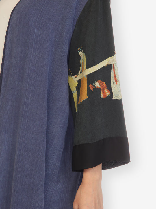 Vintage Silk Art Blue Duster