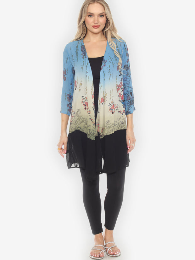 Kimono Art Blue Ombre Hand Dyed - XS