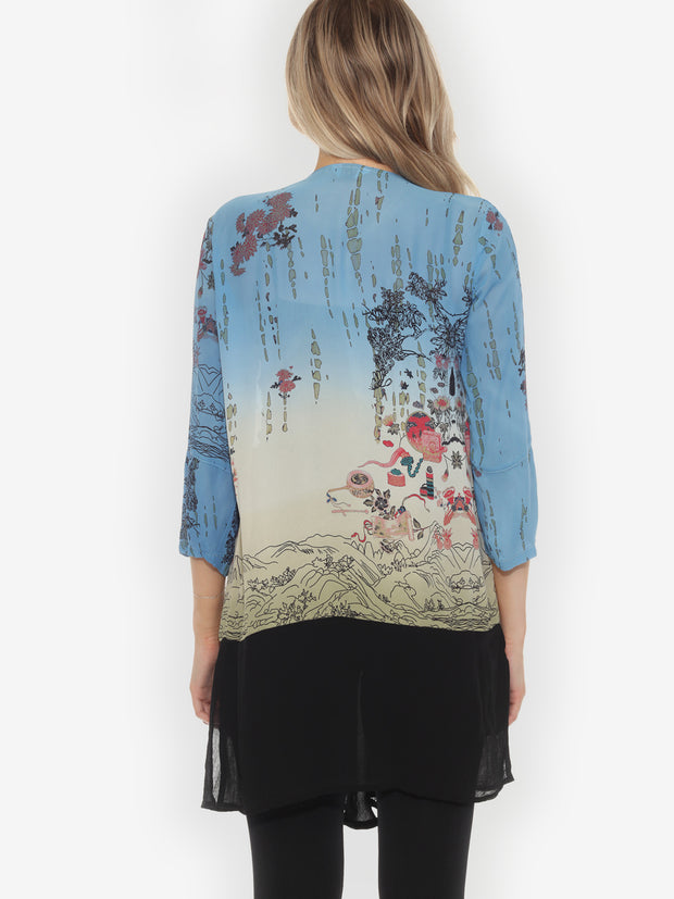 Kimono Art Blue Ombre Hand Dyed - XS