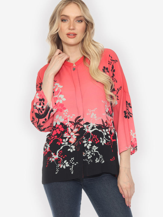 Bird Blossom Pink Square Top - 0X; 1X