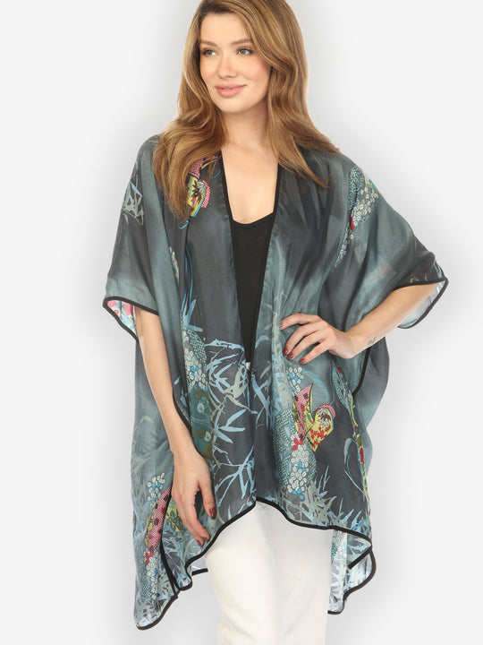 Classic Wheel Bamboo Silk Poncho - M