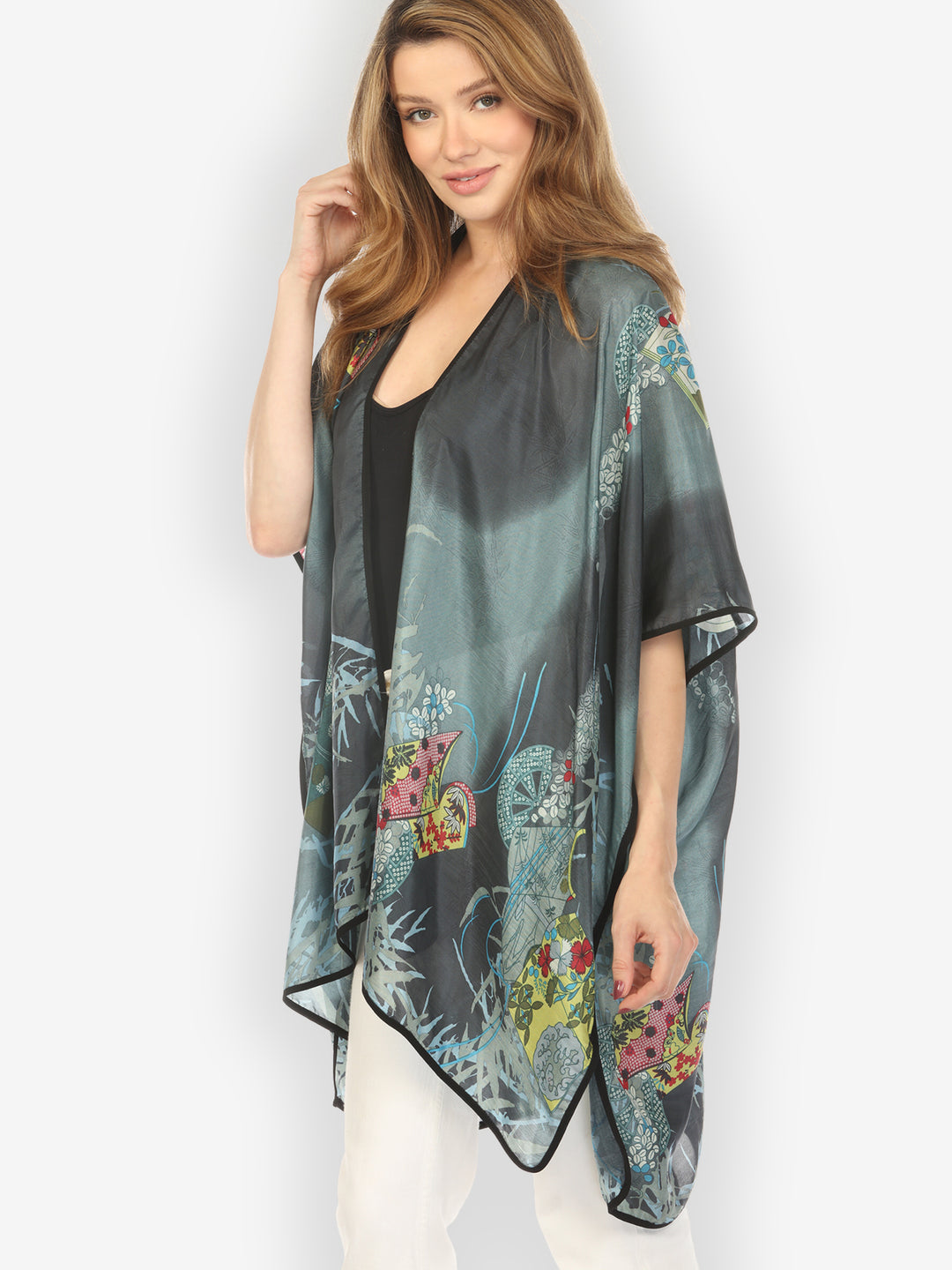 Classic Wheel Bamboo Silk Poncho - M