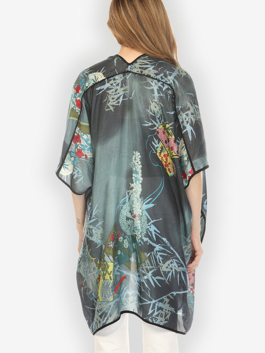 Classic Wheel Bamboo Silk Poncho - M