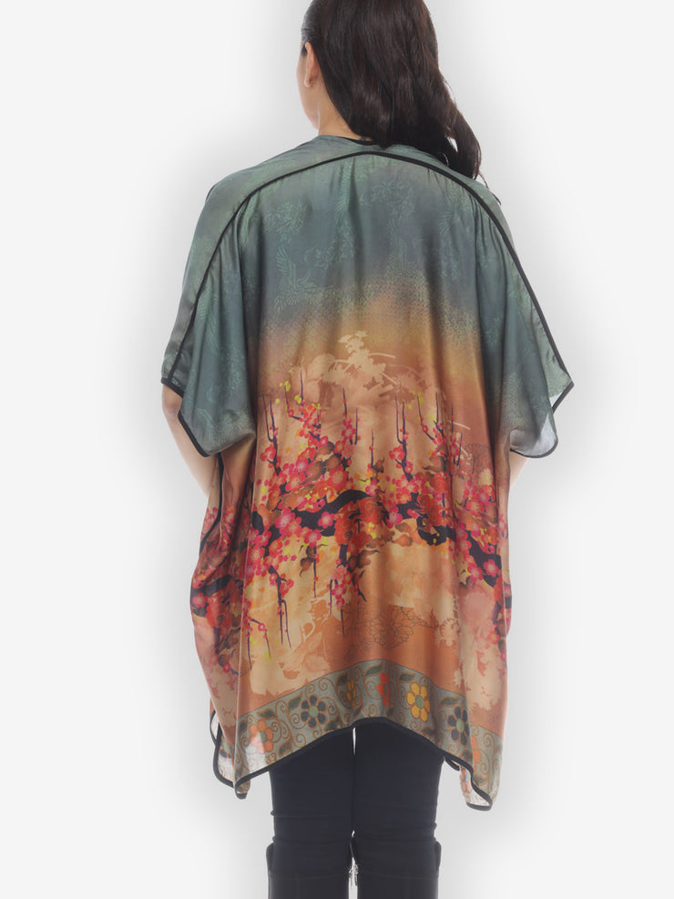 Ombre Ocean Blossom Oversized Poncho - XL