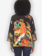 Crane Ornate Border Silk Dynasty Jacket