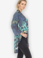 Dragonfly Lotus Turquoise Open Front Jacket