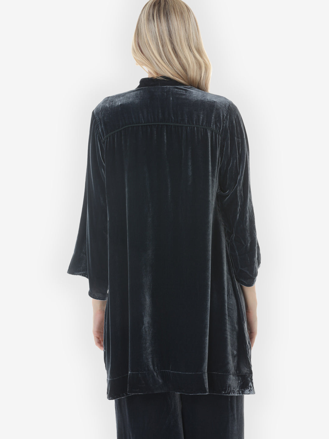 Silk Blend Velvet in Steel Blue Kimono
