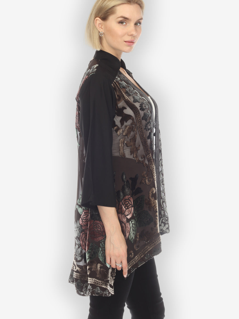 Vintage Rose Devore Velvet Kimono