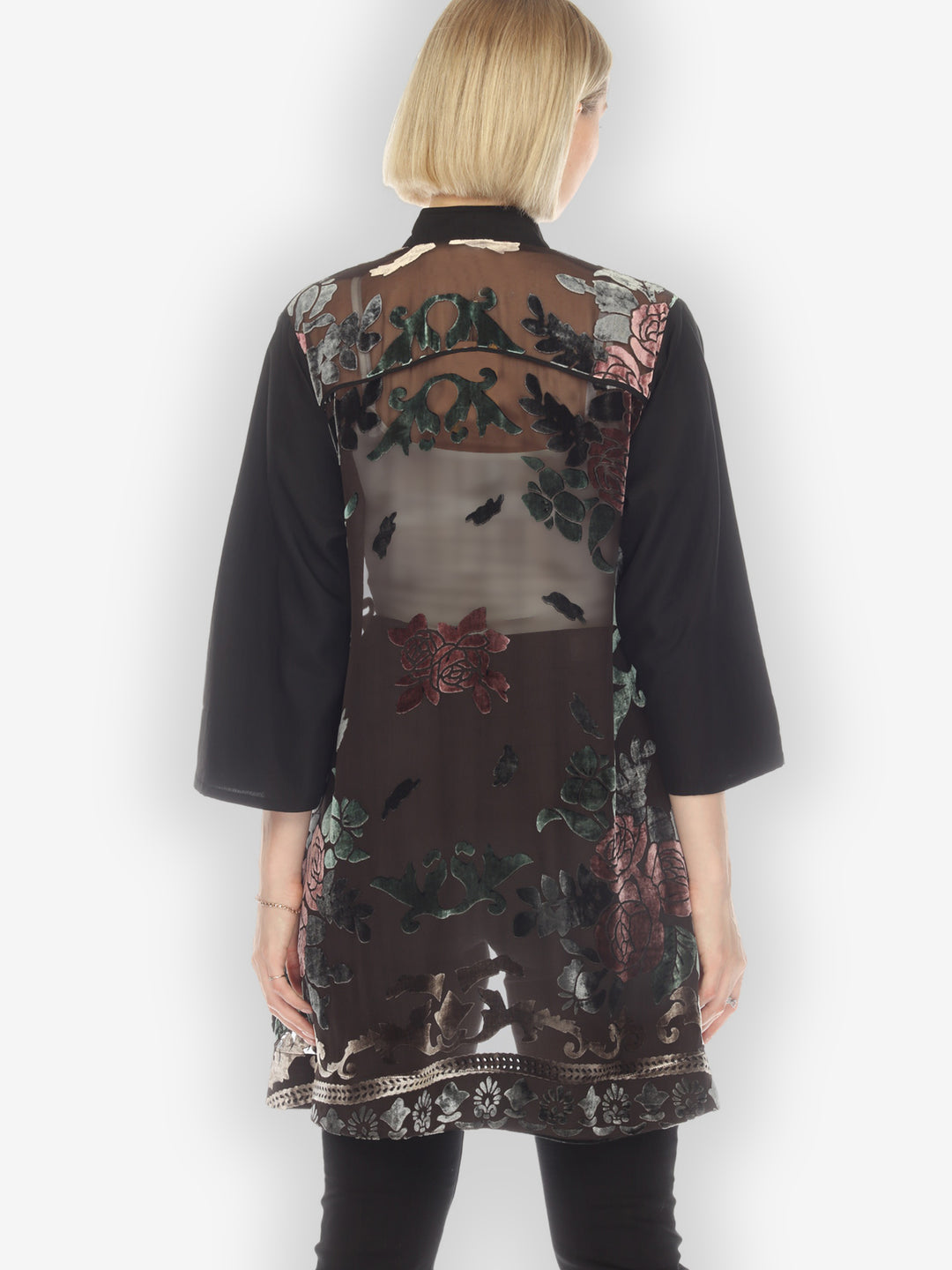 Vintage Rose Devore Velvet Kimono