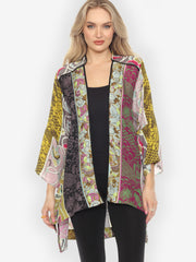 Zen Patchwork Stripe Gold Silk Jacket - M