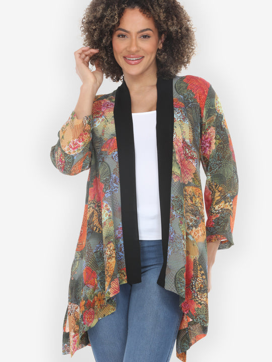 Textured Flower Butterfly Kimono Jacket