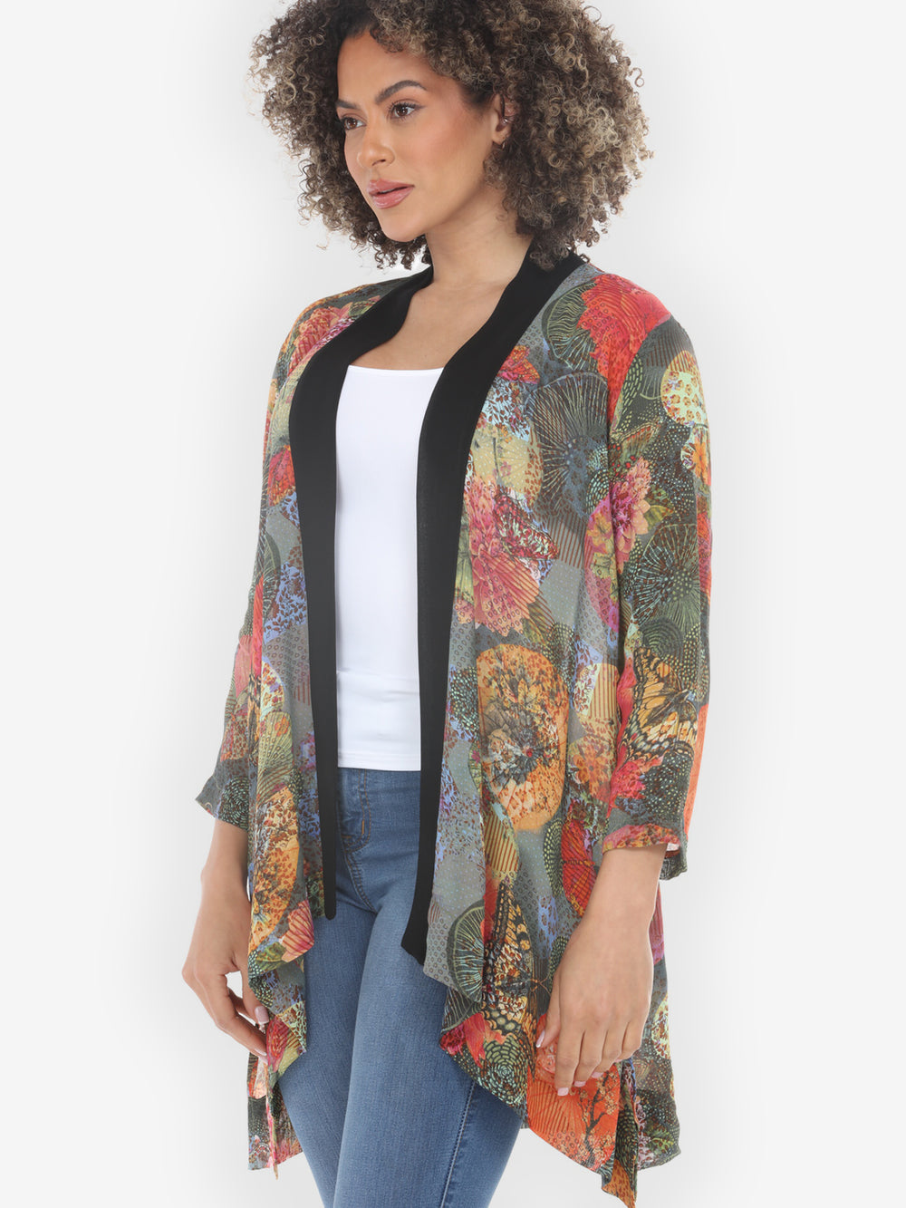 Textured Flower Butterfly Kimono Jacket