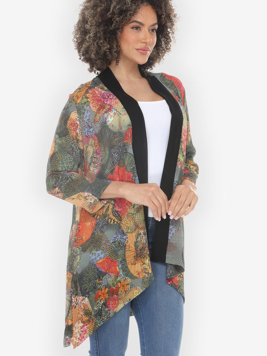 Textured Flower Butterfly Kimono Jacket