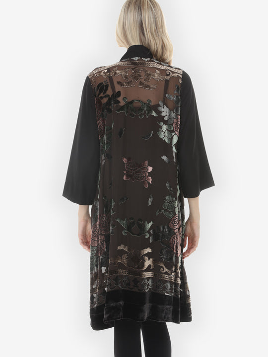 Vintage Rose Devore Velvet Kimono