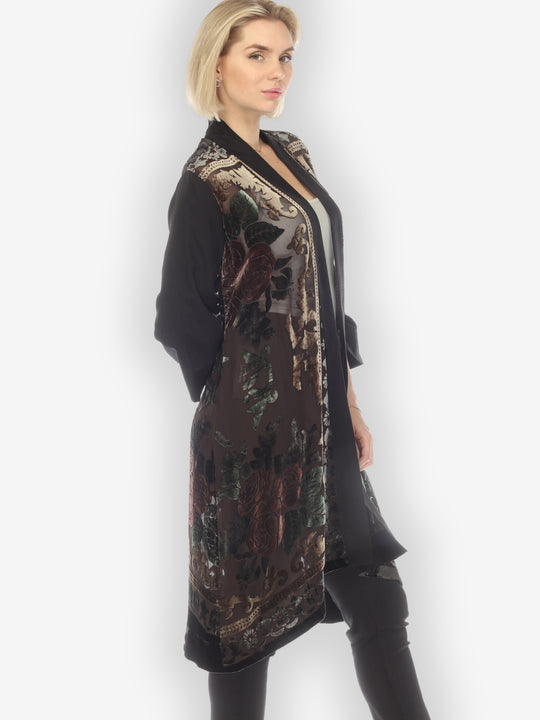 Vintage Rose Devore Velvet Kimono