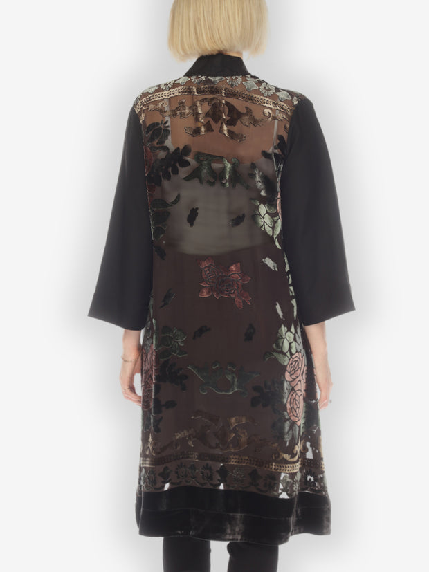 Vintage Rose Devore Velvet Kimono