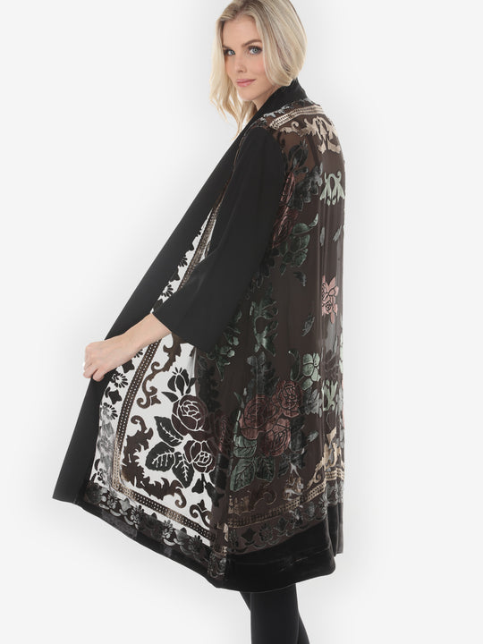 Vintage Rose Devore Velvet Kimono
