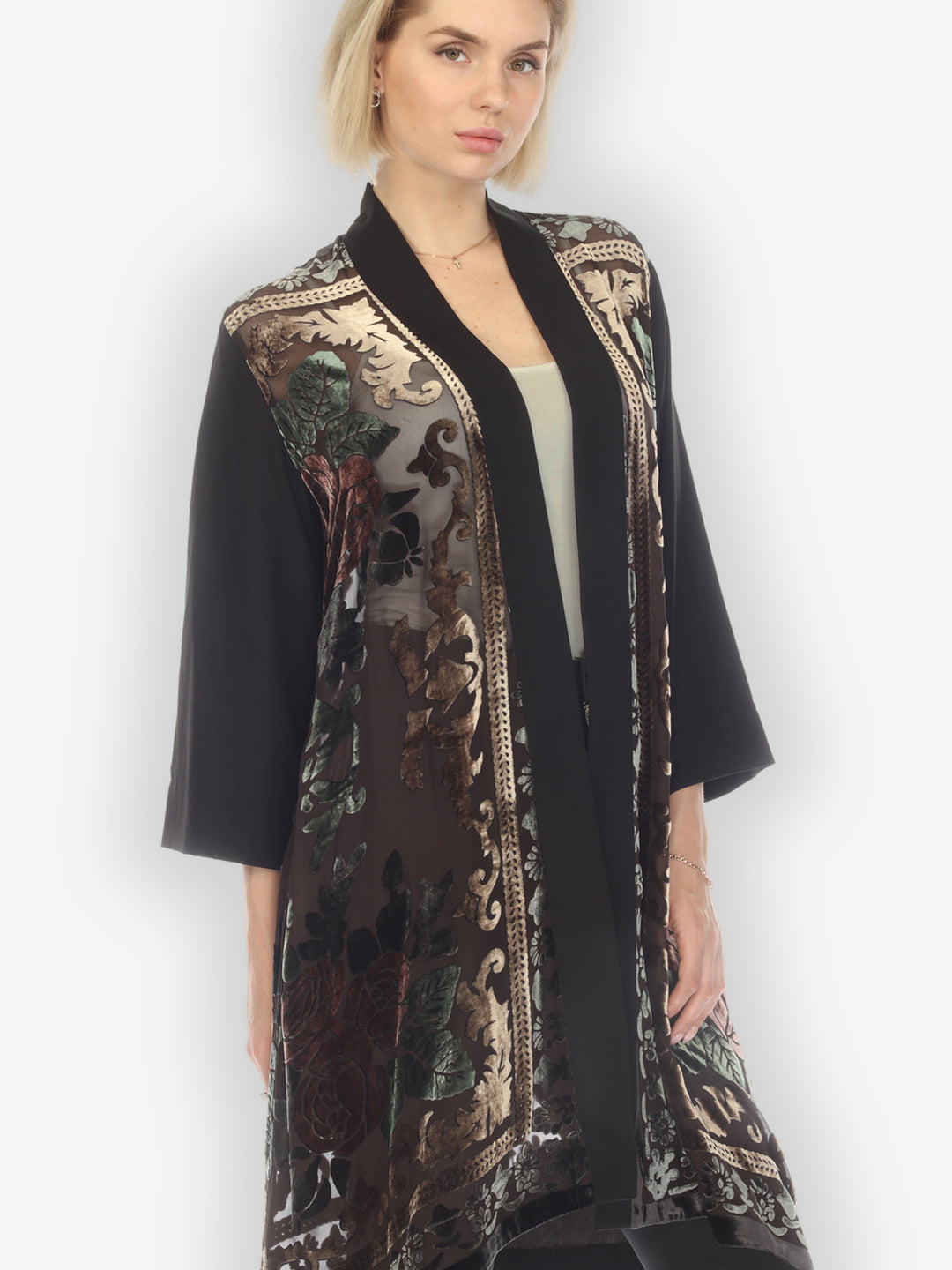 Vintage Rose Devore Velvet Kimono