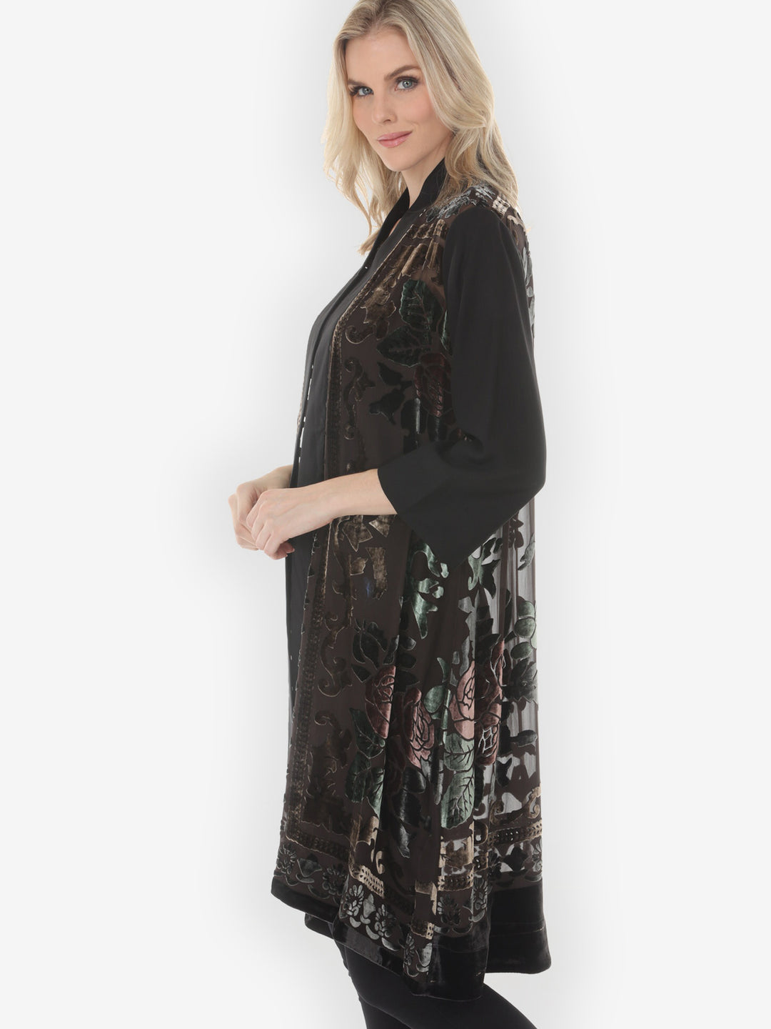 Vintage Rose Devore Velvet Kimono