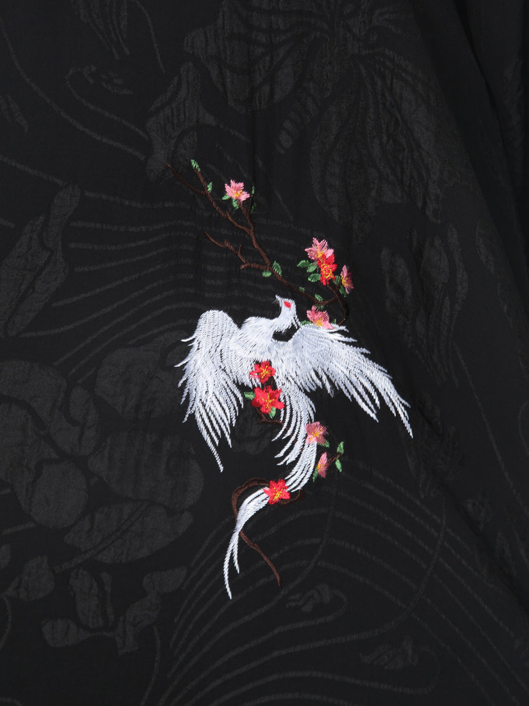 Black Embroidery Phoenix Silk Kimono Jacket