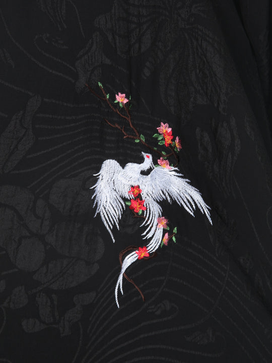 Black Embroidery Phoenix Silk Kimono Jacket