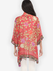 Border Floral Butterflies Kimono Jacket