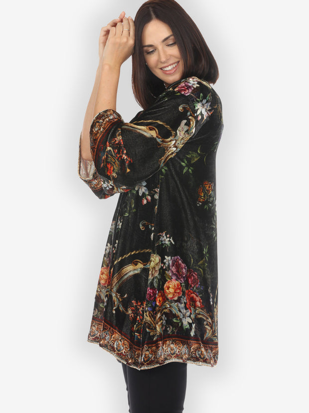 Baroque Garden Velvet Kimono Jacket