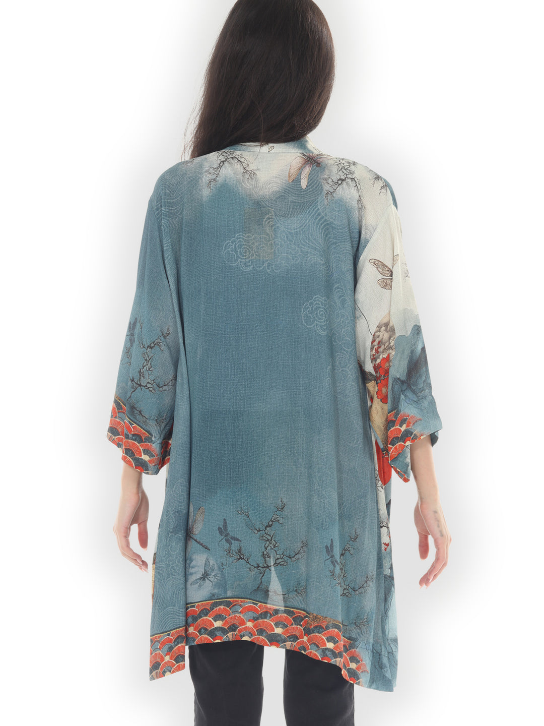 Dragonfly &amp; Mountain Art Kimono Jacket