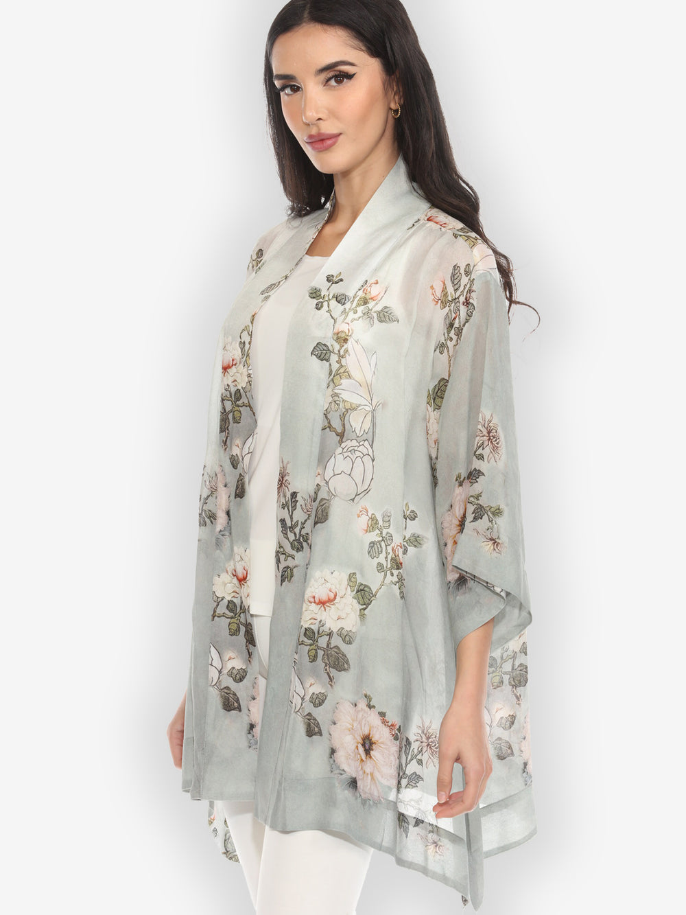 Baby White Peony Kimono Jacket