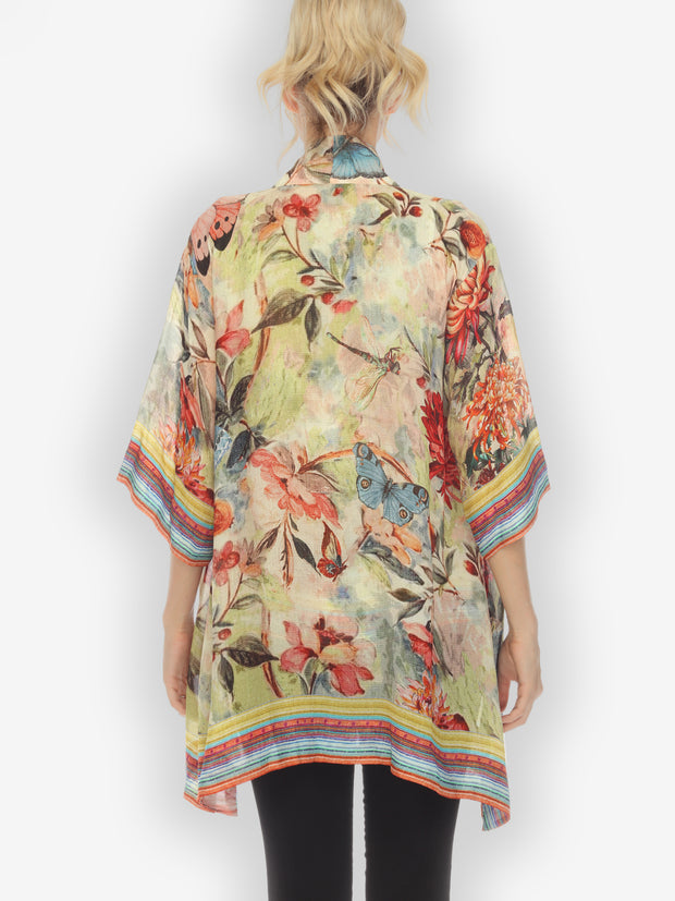 Chrysanthemum and Butterfly Kimono Top