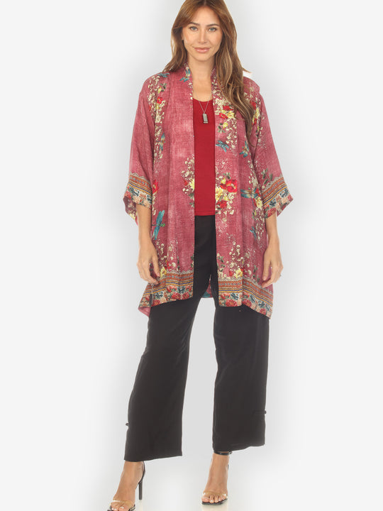 Dragonfly and Waterlilies Silk Kimono Jacket