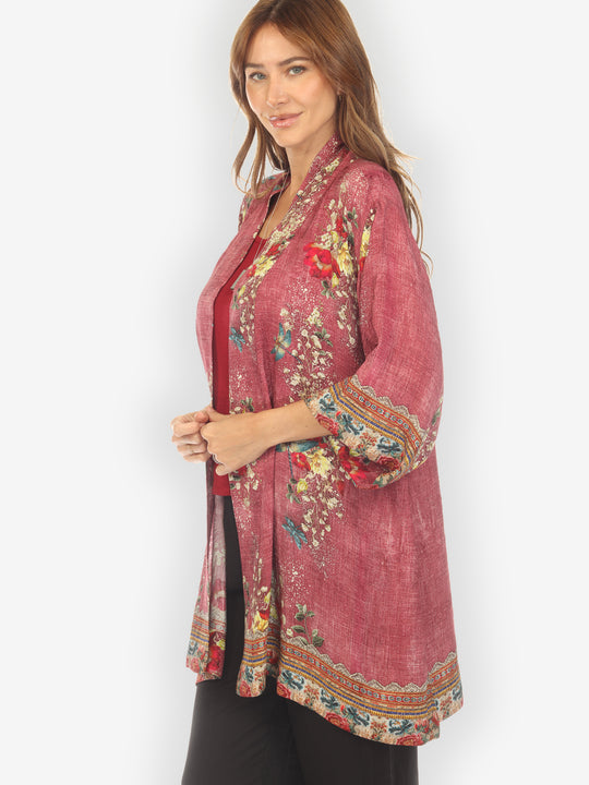 Dragonfly and Waterlilies Silk Kimono Jacket