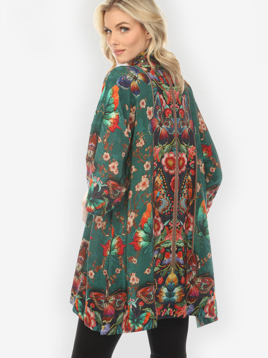 Embroidery Butterflies Blossom Silk Kimono Jacket