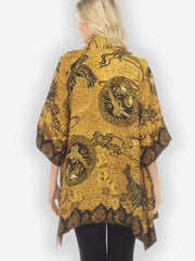 Elegant Crane Design Silk Kimono Jacket