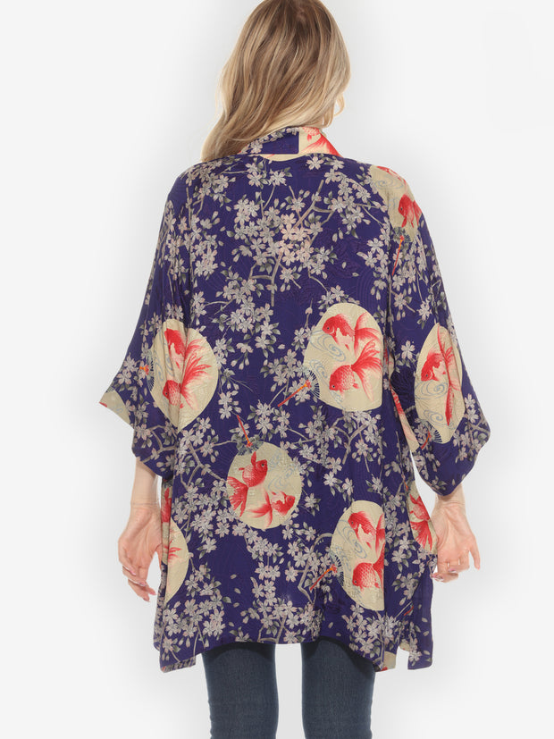 Goldfish and Blossom Silk Kimono Jacket