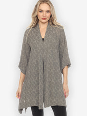 Gray Jacquard Kimono Jacket - S