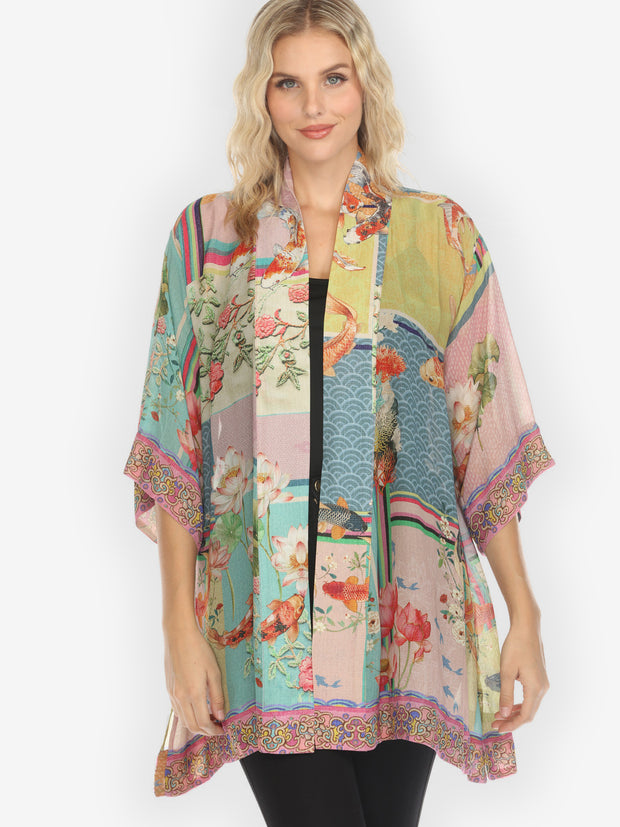 Koi Fish Block Pattern Kimono Jacket