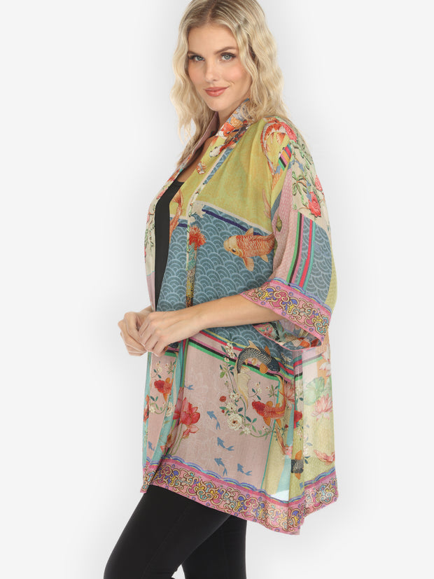 Koi Fish Block Pattern Kimono Jacket