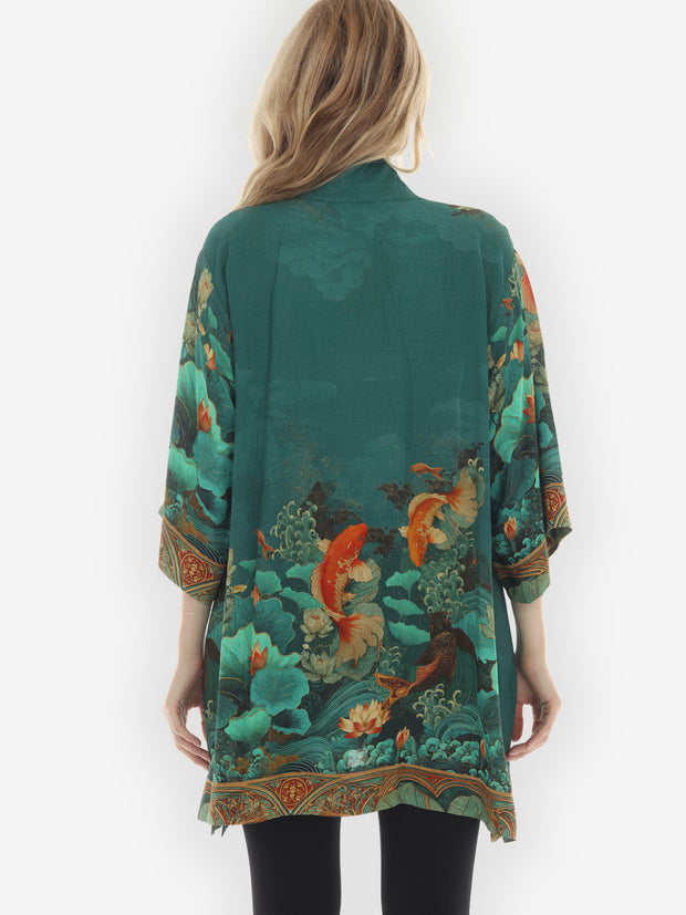 Koi Fish Sea Wave Kimono Jacket