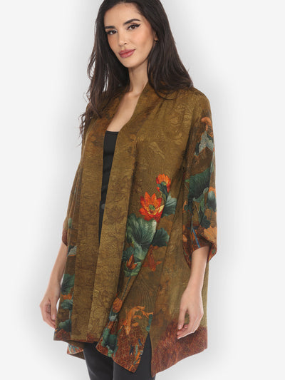 Lotus Paradise Kimono Silk Jacket