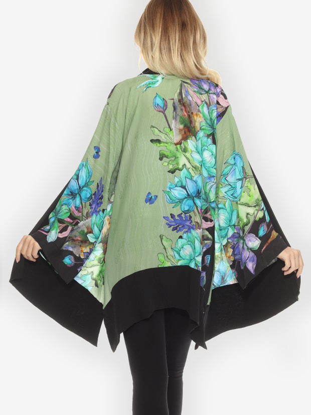 Lotus Sunny Breeze Silk Kimono Jacket - M