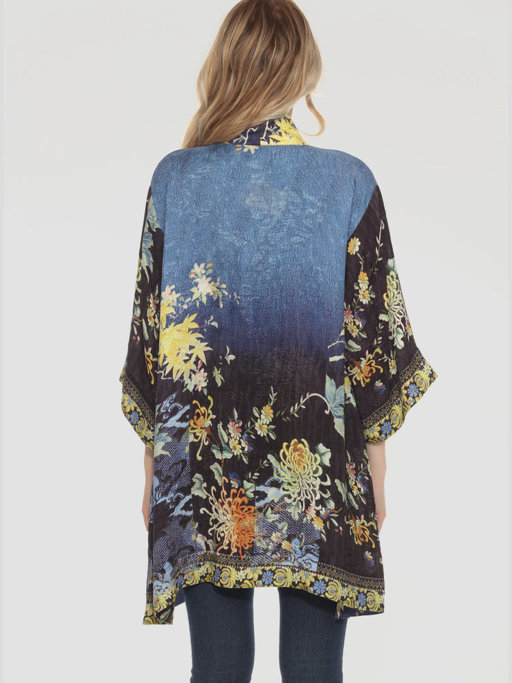 Mums Border Silk Kimono Jacket