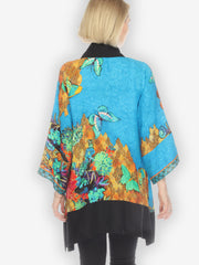 Magical Butterfly Blue Kimono Silk Top