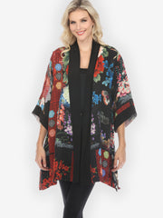 Peony Crest Border Silk Kimono Jacket