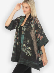 Phoenix in Turquoise Silk Blend Kimono