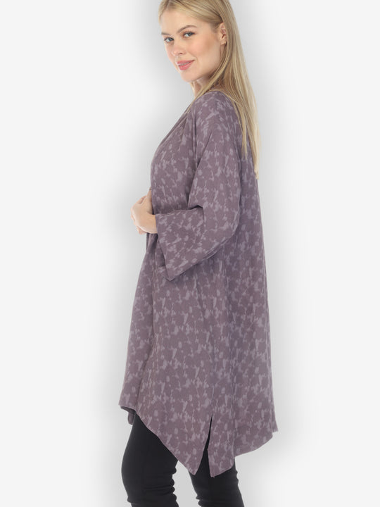 Lavender Jacquard Crepe Kimono Top